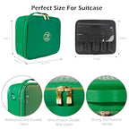 Travel Makeup Bag Cosmetic Bag Makeup Organizer Bag with Lighted Mirror (Fresh Green / Woven)