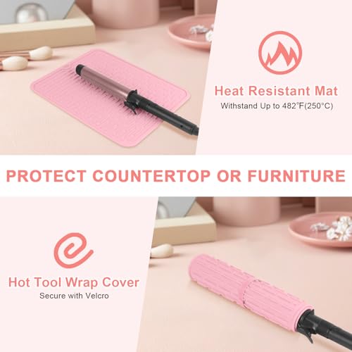 Oversize Silicone Heat Resistant Mat for Hair Tools (Pink)