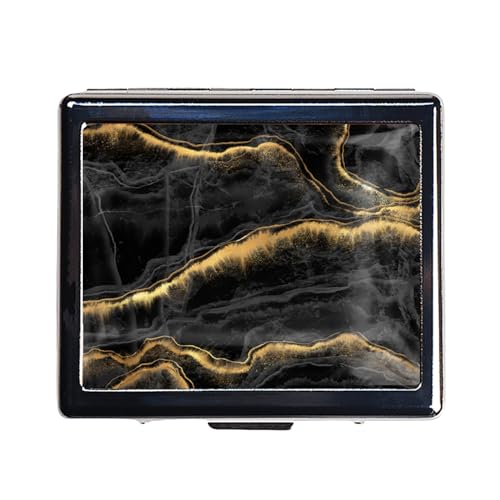Silver Vintage Pill Box 7 Day Metal Pill Box with Mirror and 8 Compartments Cute Travel Pill Organizer for Purse (Gold and Black Marble)