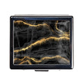 Silver Vintage Pill Box 7 Day Metal Pill Box with Mirror and 8 Compartments Cute Travel Pill Organizer for Purse (Gold and Black Marble)