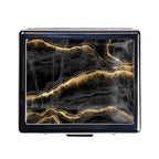 Silver Vintage Pill Box 7 Day Metal Pill Box with Mirror and 8 Compartments Cute Travel Pill Organizer for Purse (Gold and Black Marble)