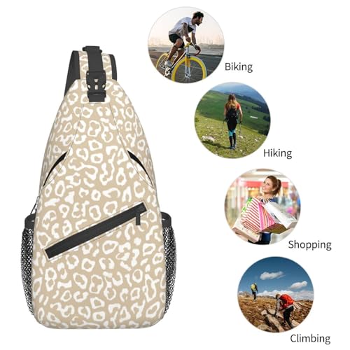 Sling Bag Leopard Pattern Hiking Daypack Crossbody Shoulder Backpack Travel Chest Pack for Men Women (B0166)