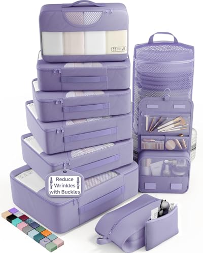 10 Set Packing Cubes for Travel Essentials (04 Purple Gray)