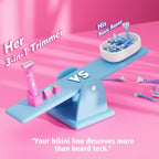 3-in-1 Bikini Trimmer for Women, Electric Shaver, Grooming Kit (Hot Pink)