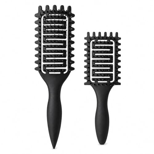 Curl Defining Brush for Curly Hair (2Pcs Black)