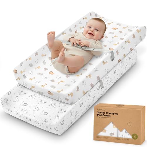 2 Pack Organic Changing Pad Covers for Girl (KeaSafari / 100% Cotton)