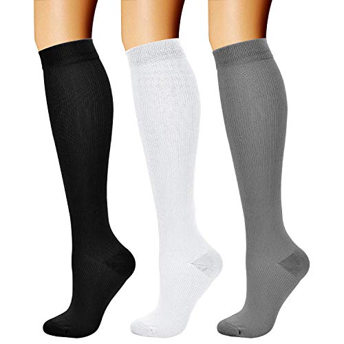 Compression Socks for Women & Men Circulation (Small-Medium / 03 Black/White/Gray)
