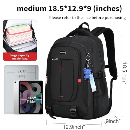Backpack for School Boys Backpacks for Kids Camo Bookbag for Middle School Bags high school Waterproof Travel Back Pack (Medium (18.5*12.9*9 inches) / Black + (Pendant))