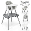 6-in-1 High Chair, Convertible Highchair for Babies and Toddlers/Kids Chair Table Set/Infant Feeding Chair w/Safety Harness, PU Leather Cushion & Removable Food Tray (Gray) (Gray)