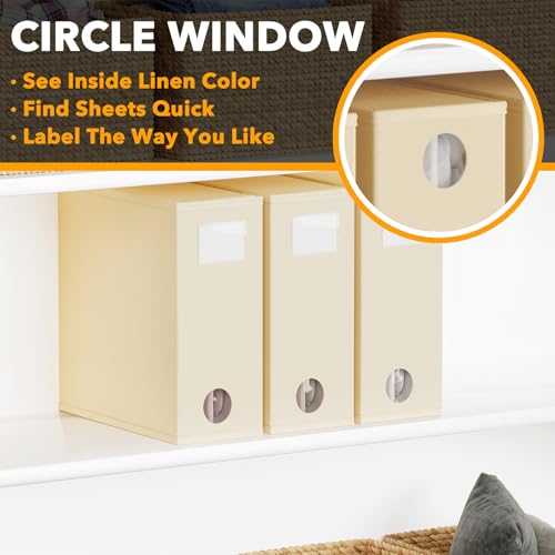 3 Pack Bed Sheet Organizers and Storage (3 Pack / Beige)