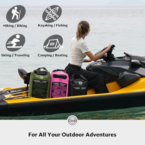 5/10/25/30/40L Waterproof Dry Backpack & Phone Case- Large Floating Dry Bag for Kayaking, Travel, Hiking, Fishing, Camping, Motorcycles & Beach, Heavy-Duty Roll Top Men/Women (Pink) (25l+ Pink / 30L)