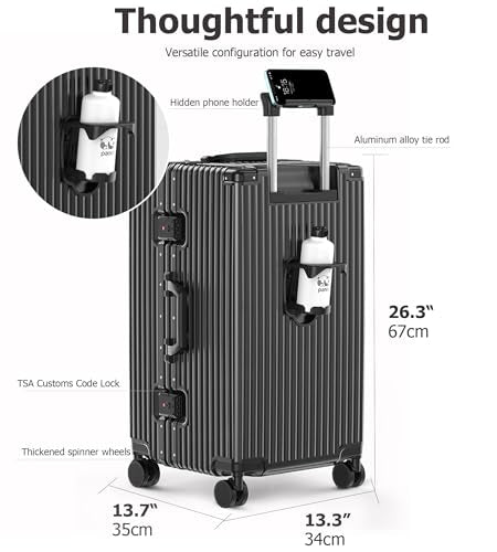 Super Large Aluminum Frame Checked Zipperless Luggage (A2-Jet Black / 26in)