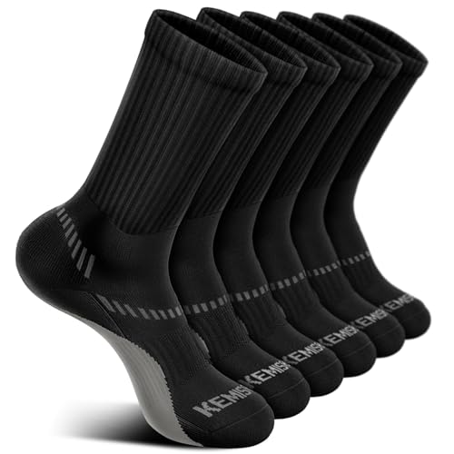 Men 6 Pack Athletic Compression Crew Socks for Running Gym Sports (11-13 / Black 2741)