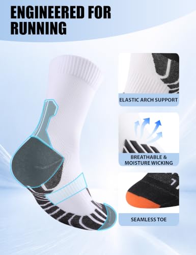 Crew Compression Running Socks (9-13 / F-white-3pairs)
