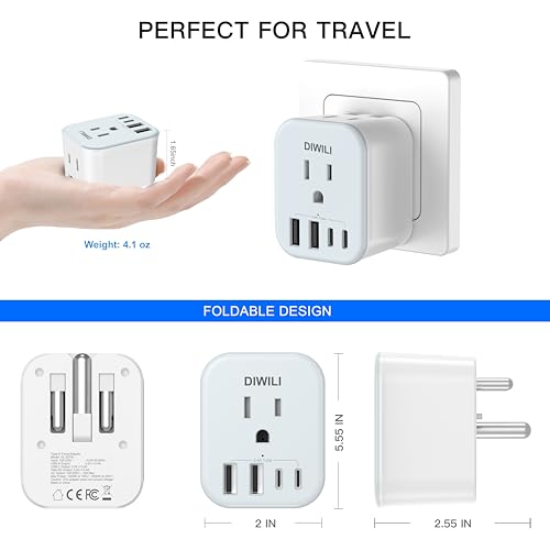 US to India Travel Plug Adapter (Blue)