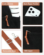 Lunch Bag for Women Men Cute Corduroy Lunch Tote Bags Reusable Insulated Lunch Box Large Capacity Reusable Insulated Cooler for Work Picnic or Travel (Corduroy Black brown-13L / 13L)