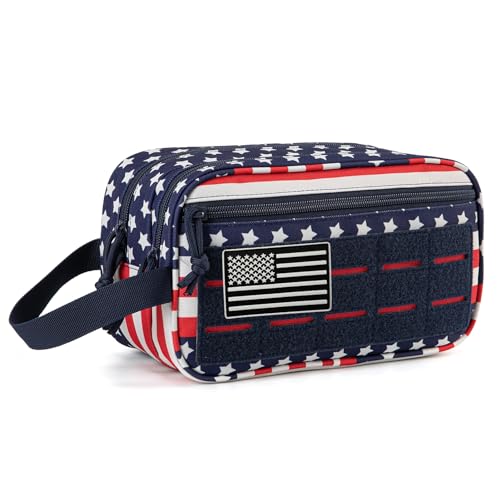 Tactical Toiletry Bag For Men Hygiene Bag EDC Military Tool Molle Pouches Small Dopp Kit Mens Shaving Kit Travel shower Bags Star (1 US Star-Spangled)