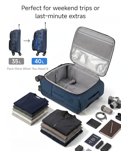 Expandable Softside Carry On Suitcase (Blue Black / Carry-on 20 inch)