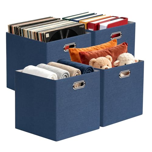 13x13x13 Storage Cube Basket Bins (13×13×13/4pcs / Army Blue)
