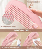 Dandruff Comb Removal 2PC Hollow Fine Tooth Scalp Detox Hair Care Tool (Pink+Black 2PC)