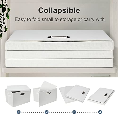 Large 17" 36 Quart Collapsible Stackable Storage Bins with Lids (White / Large -5 Pack)