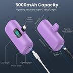 2 Pack] Mini Portable Charger 5000mAh Power Bank (Light Purple+Pink)