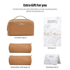 Travel Makeup Bag Cosmetic Bags for Women (M-74Yellow Brown)