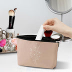 Minimalist Line Art Wildflower Makeup Bag Cosmetic Bags for Women (Pink Flowers 1818)