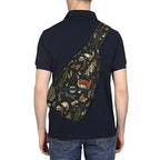 Sling Bag Vintage Mushroom Leaf Forest Hiking Daypack Crossbody Shoulder Backpack Travel Chest Pack for Men Women Over 12 Years Old (A01)