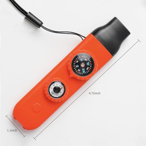 Multifunctional Survival Emergency Whistle for Kids with Compass Hiking Survival (orange red2pcs)
