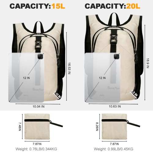 15L Small Hiking Backpack for Women Men (Beige / 15L)