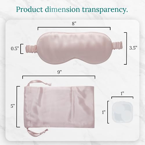Mulberry Soft Silk Eye Mask for Sleeping with Ear Plugs & Luxury Bag (Pink)