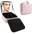 Travel Makeup Bag with LED Mirror Toiletry Bag for women with 3 Lighted Settings (Red Flower / With LED Mirror Only)