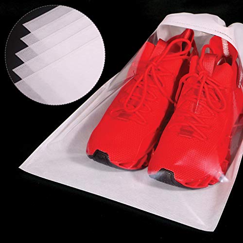 12 Pack Portable Shoe Bags for Travel Large Shoes Pouch Storage Organizer Clear Window with Drawstring for Men and Women White (White)