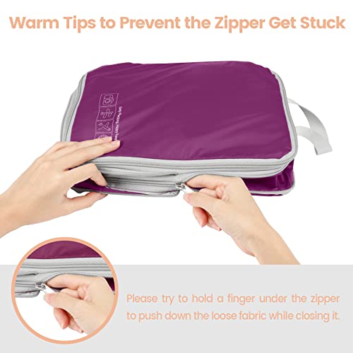 Compression Packing Cubes for Travel (01 Attractive Purple / 4-Piece Set)