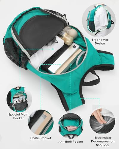 Foldable Small Hiking Backpack with 3 Strap Pockets (Mossgreen-)