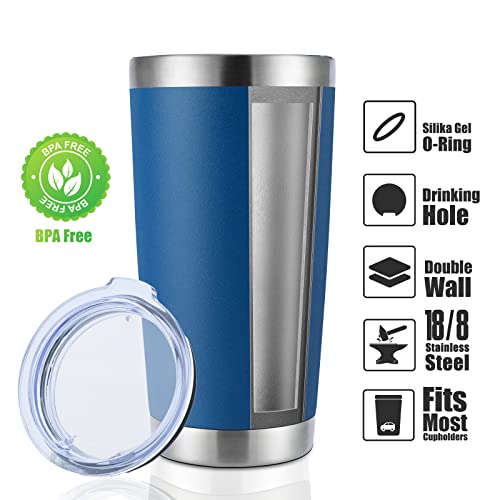 20oz Stainless Steel Tumbler Bulk with Lid (4 Count (Pack of 1) / Dark Blue)