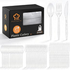 90 Pieces Transparent Plastic Cutlery Set (Transparent)