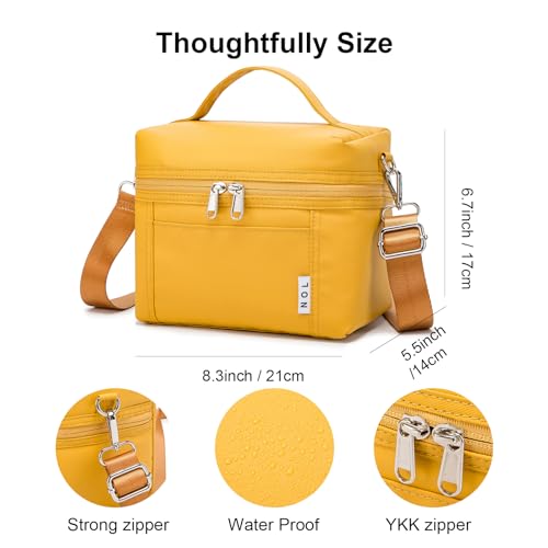 NOL Insulated Lunch Bags for Women Cooler Bag Lightweight Nylon Waterproof Lunch Box for Work Small Earth (Earth-yellow / Small (4 Liters))