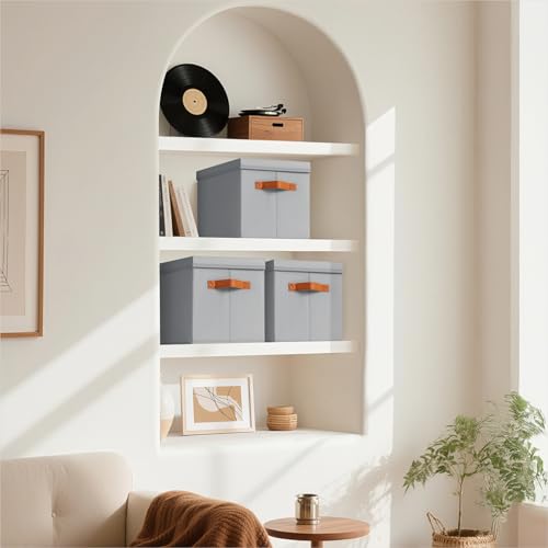 Storage Bins with Lids (Grey / XL(6-Pack))