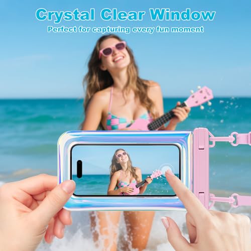 Waterproof Phone Pouch Floating (Iridescent Pink Letter)