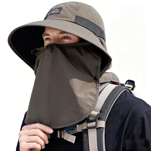 Outdoor Sun Hat for Men Women (1pack--green(face Cover))
