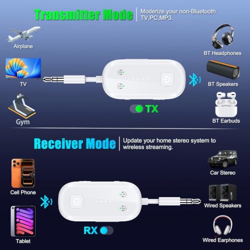 Premium Bluetooth 6.0 Transmitter Receiver (White)