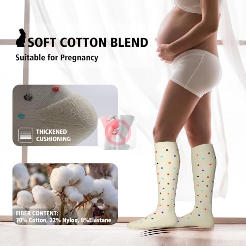 Cotton Compression Socks for Women&Men 20 (2 Pairs-polkadots / Medium-Large)