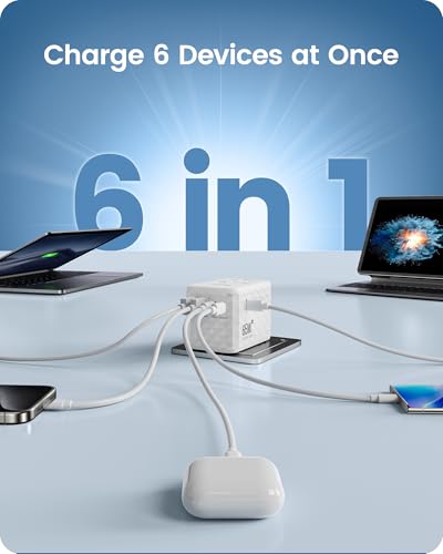 65W International Travel Adapter (65W-2A3C(1 Fast Charger Port) / White)