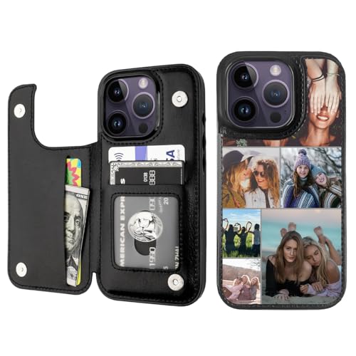 Custom Wallet Phone Case for iPhone 15 Pro (Black-C / iPhone 15 Pro)
