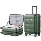 24 Inch Expandable Checked Luggage Hard Shell Suitcase (24 inch / Dark Green)