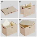 17" Large Fabric Storage Box with Lids (khaki / Large -2 Pack)