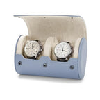 2 Slot Leather Watch Organizer Case Light Blue (Sky Blue / 2-Slot)