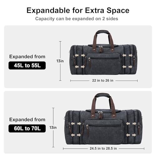 Large Canvas Duffle Bag for Travel (Dark Grey / 70L)